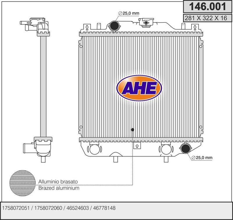 146001 AHE Радиатор, охлаждение двигателя