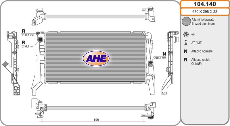 104140 AHE Радиатор, охлаждение двигателя