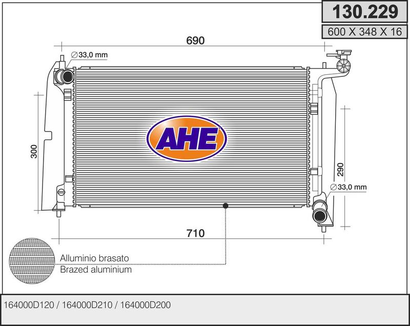 130229 AHE Радиатор, охлаждение двигателя