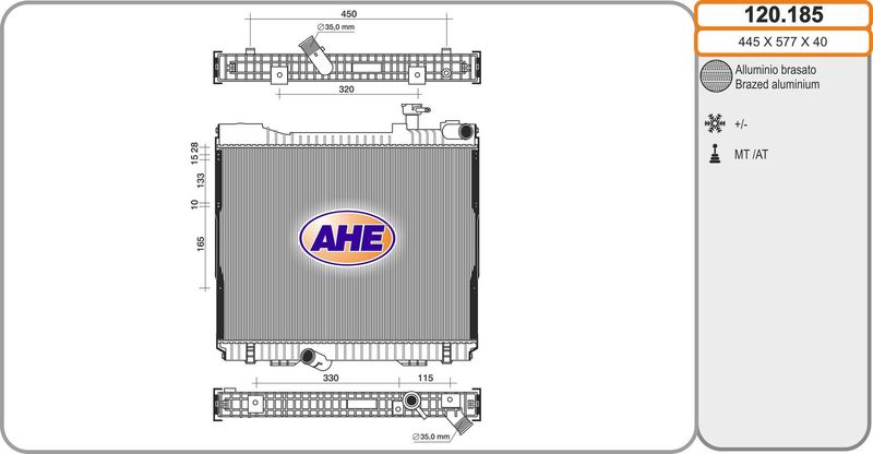 120185 AHE Радиатор, охлаждение двигателя