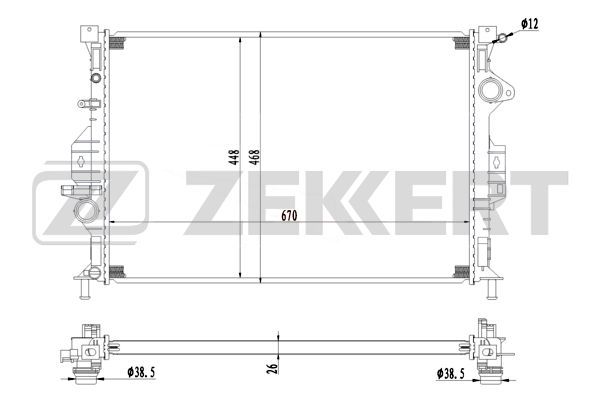 MK1230 ZEKKERT Радиатор, охлаждение двигателя