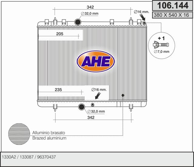 106144 AHE Радиатор, охлаждение двигателя