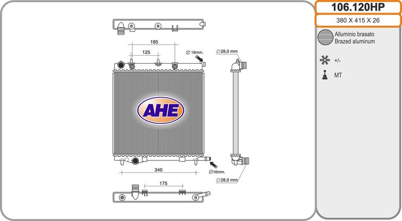 106120HP AHE Радиатор, охлаждение двигателя