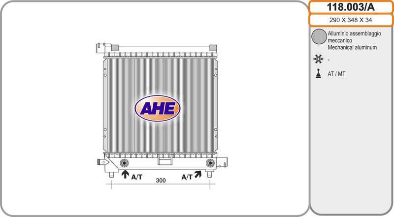 118003A AHE Радиатор, охлаждение двигателя