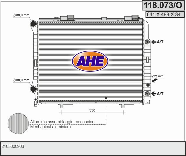 118073O AHE Радиатор, охлаждение двигателя