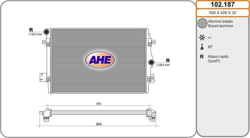 102187 AHE Радиатор, охлаждение двигателя