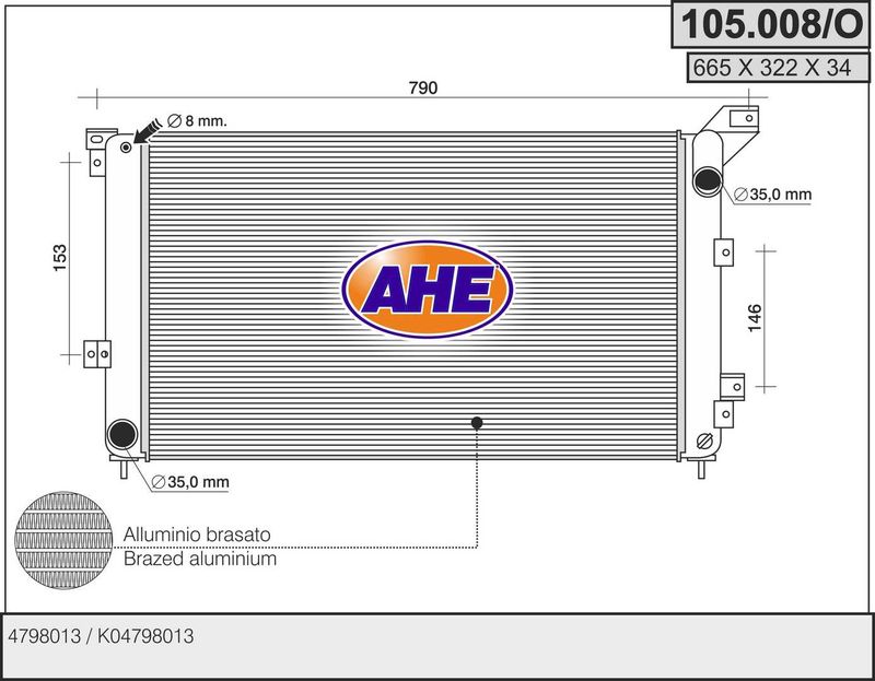 105008O AHE Радиатор, охлаждение двигателя