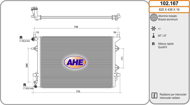 102167 AHE Радиатор, охлаждение двигателя