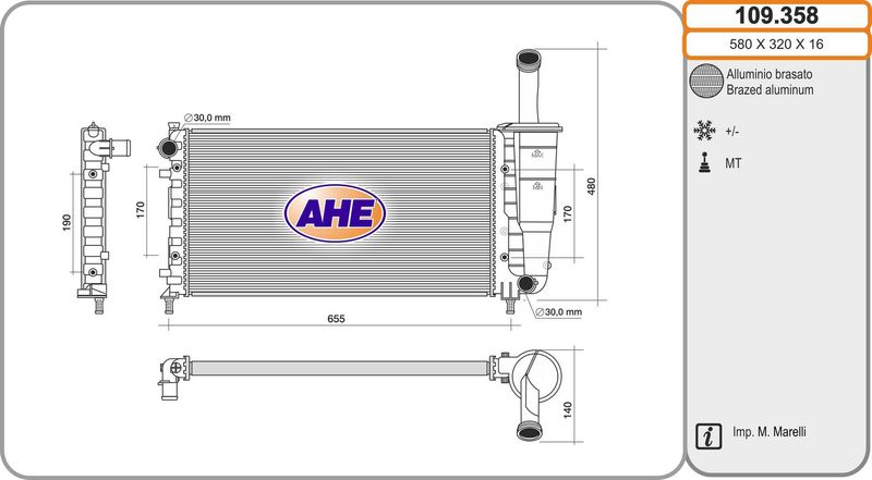 109358 AHE Радиатор, охлаждение двигателя