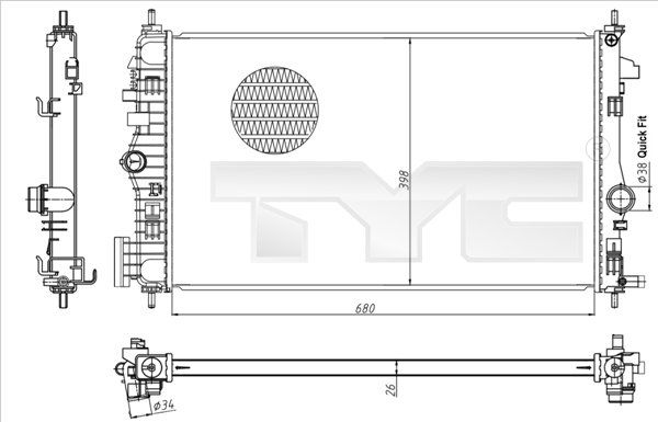 7250047 TYC Радиатор, охлаждение двигателя