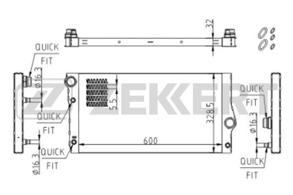 MK1613 ZEKKERT Радиатор, охлаждение двигателя