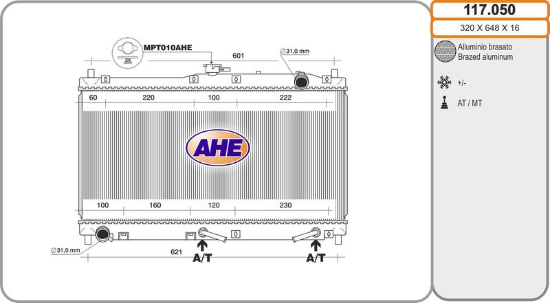 117050 AHE Радиатор, охлаждение двигателя