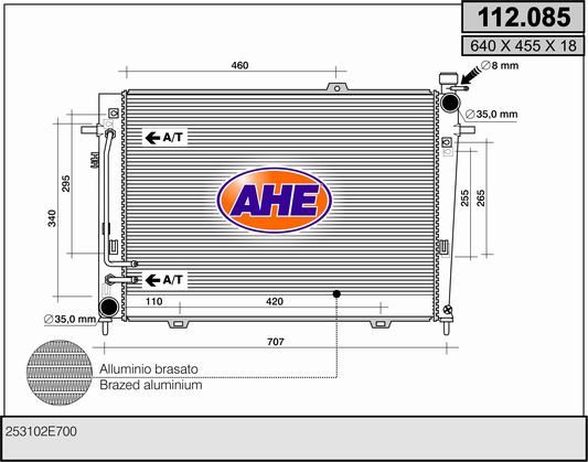 112085 AHE Радиатор, охлаждение двигателя