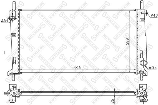 1025291SX STELLOX Радиатор, охлаждение двигателя