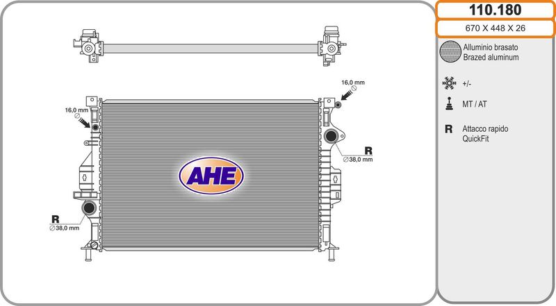 110180 AHE Радиатор, охлаждение двигателя