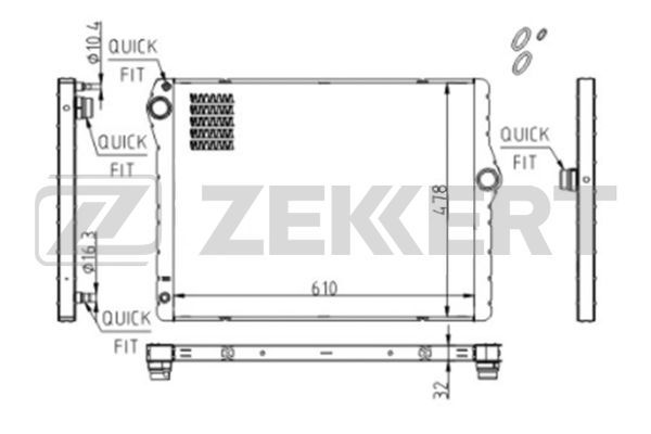 MK1615 ZEKKERT Радиатор, охлаждение двигателя