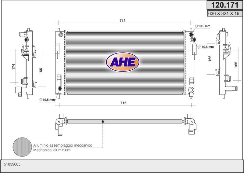 120171 AHE Радиатор, охлаждение двигателя