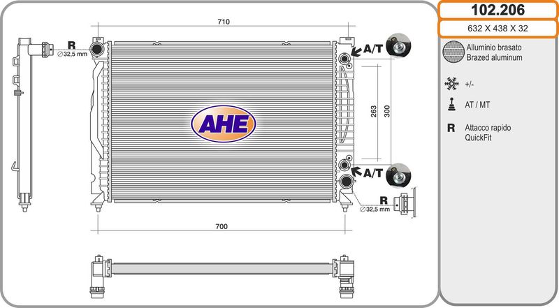 102206 AHE Радиатор, охлаждение двигателя