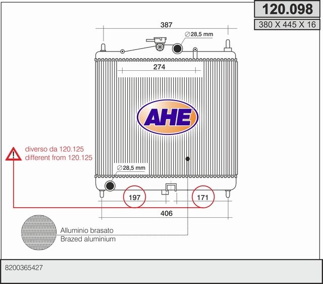 120098 AHE Радиатор, охлаждение двигателя