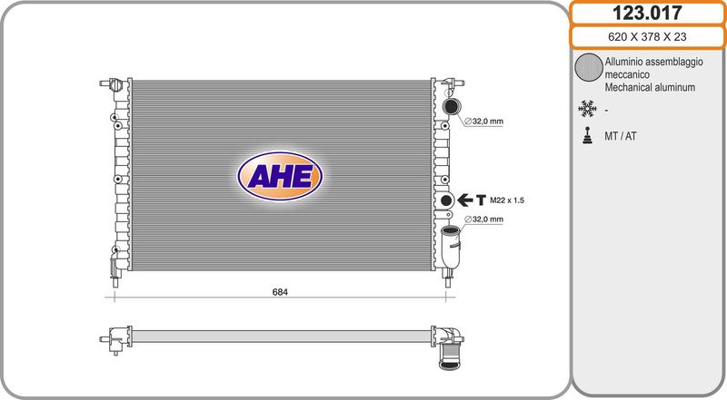 123017 AHE Радиатор, охлаждение двигателя