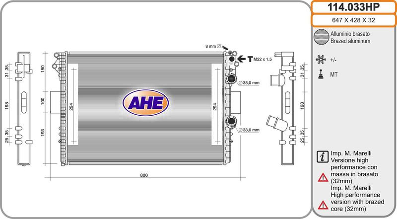 114033HP AHE Радиатор, охлаждение двигателя