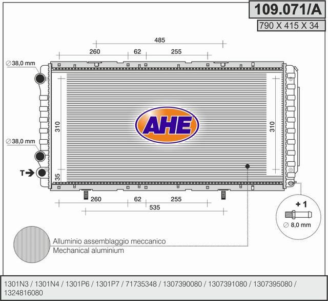 109071A AHE Радиатор, охлаждение двигателя