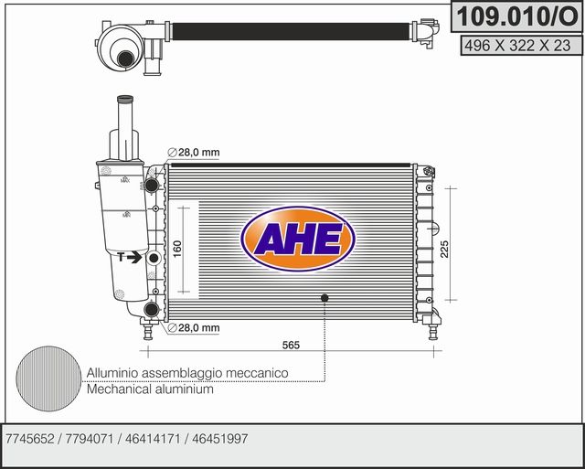 109010O AHE Радиатор, охлаждение двигателя