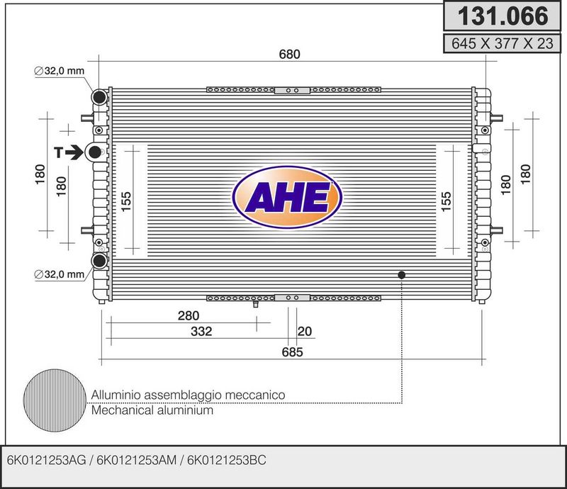 131066 AHE Радиатор, охлаждение двигателя