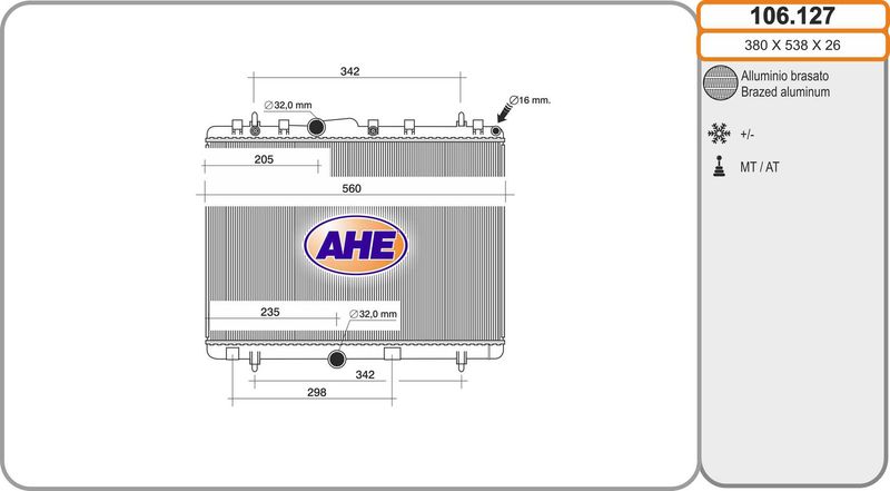 106127 AHE Радиатор, охлаждение двигателя