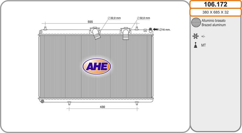 106172 AHE Радиатор, охлаждение двигателя
