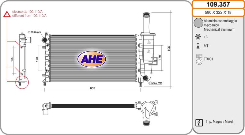109357 AHE Радиатор, охлаждение двигателя