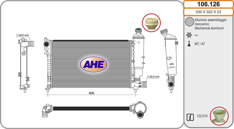 106126 AHE Радиатор, охлаждение двигателя