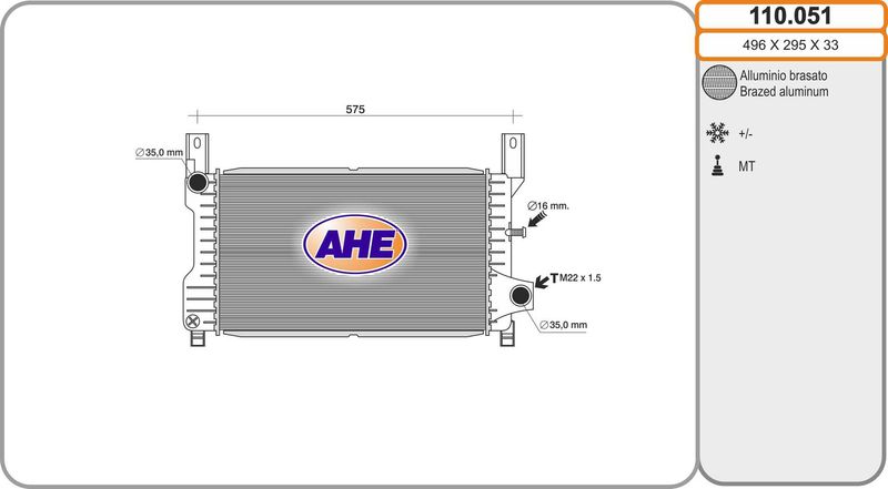 110051 AHE Радиатор, охлаждение двигателя