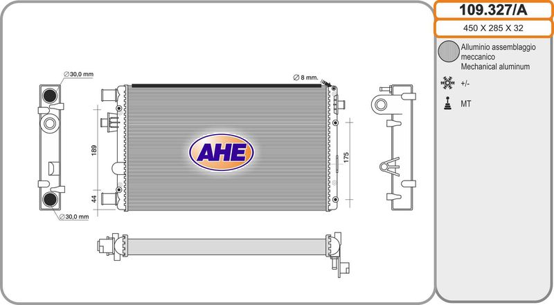 109327A AHE Радиатор, охлаждение двигателя