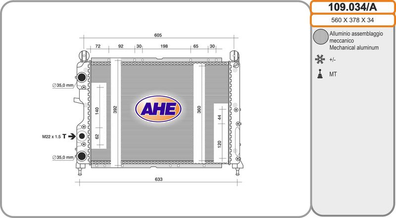 109034A AHE Радиатор, охлаждение двигателя