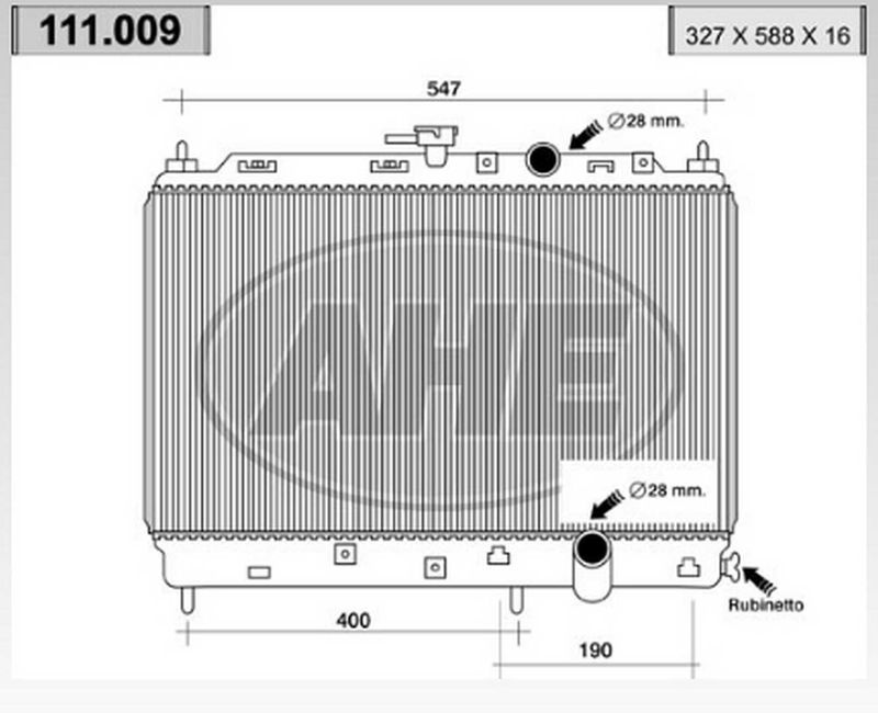 111009 AHE Радиатор, охлаждение двигателя