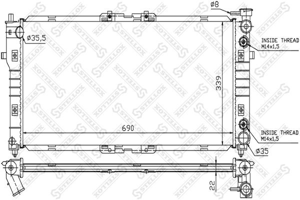 1025254SX STELLOX Радиатор, охлаждение двигателя