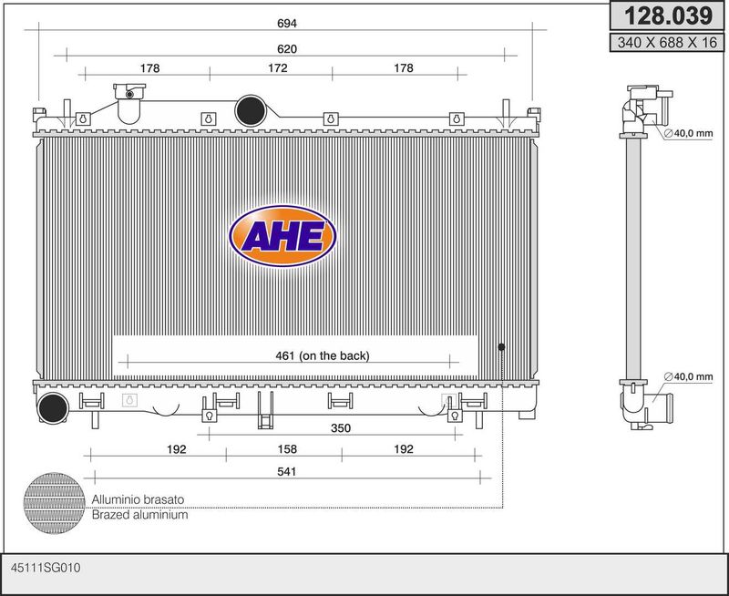 128039 AHE Радиатор, охлаждение двигателя