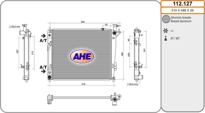 112127 AHE Радиатор, охлаждение двигателя
