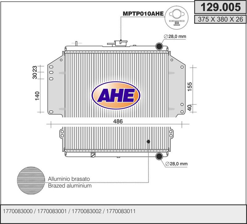 129005 AHE Радиатор, охлаждение двигателя