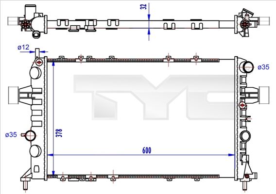 7250041R TYC Радиатор, охлаждение двигателя