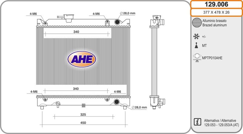 129006 AHE Радиатор, охлаждение двигателя