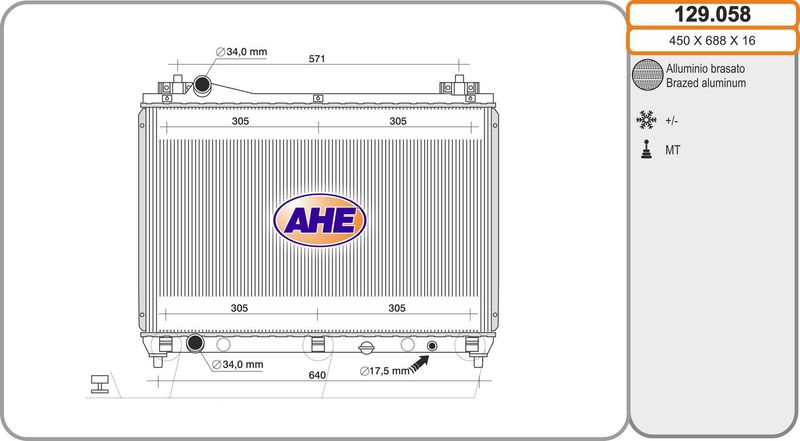 129058 AHE Радиатор, охлаждение двигателя