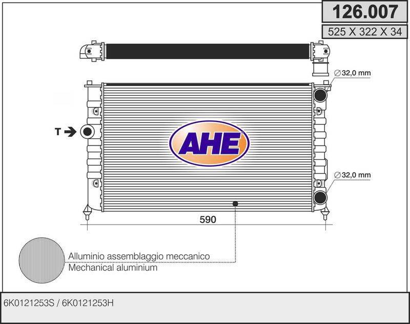 126007 AHE Радиатор, охлаждение двигателя