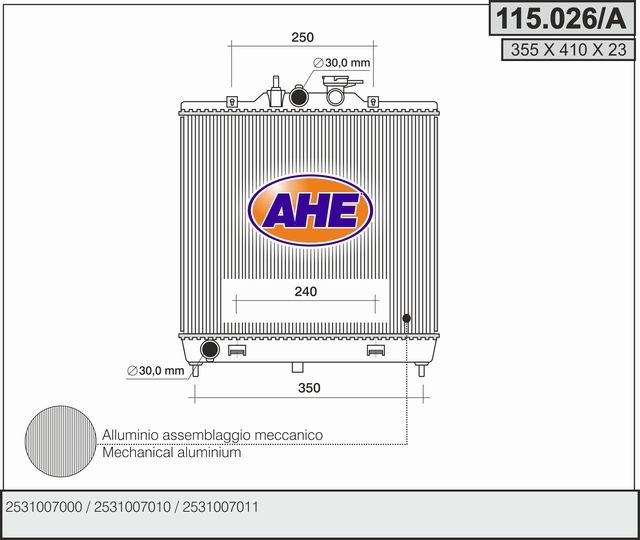 115026A AHE Радиатор, охлаждение двигателя