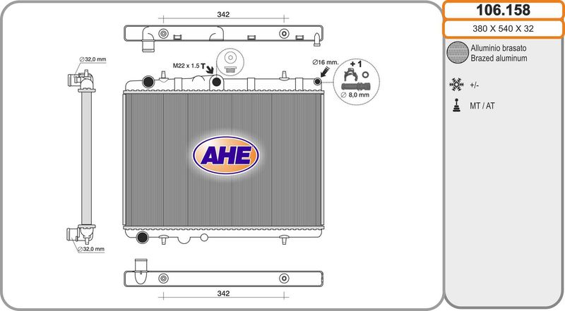 106158 AHE Радиатор, охлаждение двигателя