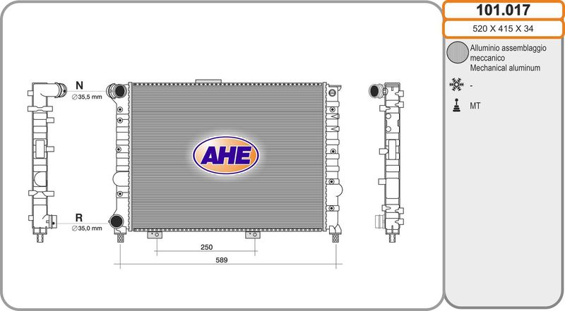 101017 AHE Радиатор, охлаждение двигателя
