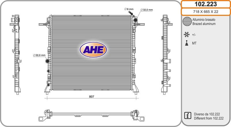 102223 AHE Радиатор, охлаждение двигателя