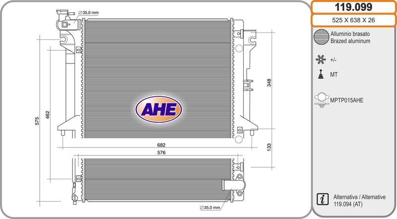 119099 AHE Радиатор, охлаждение двигателя