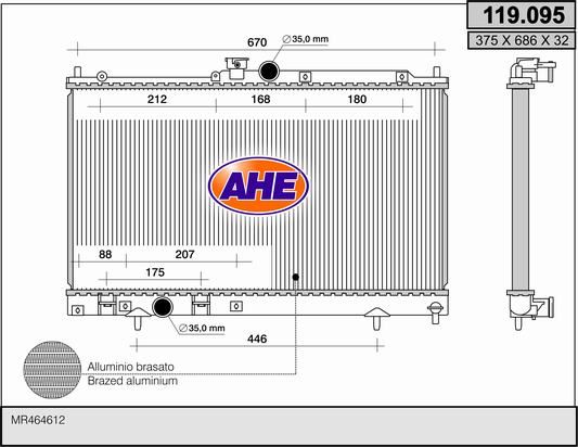 119095 AHE Радиатор, охлаждение двигателя